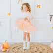 Pumpkin Bow Trellis Long Sleeve Tutu Dress - Kids Clothing