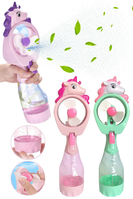 Unicorn Pony Water Spray Misting Electric Fan - Assorted