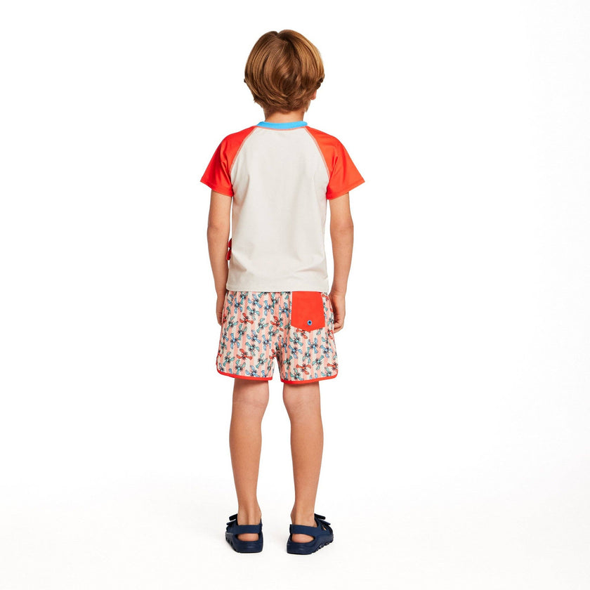 Boys Short Sleeve Rashguard Set | Orange Lobster