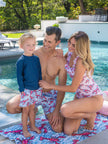 Boys Blue Lobster Lagoon Performance Hybrid Swim Trunks