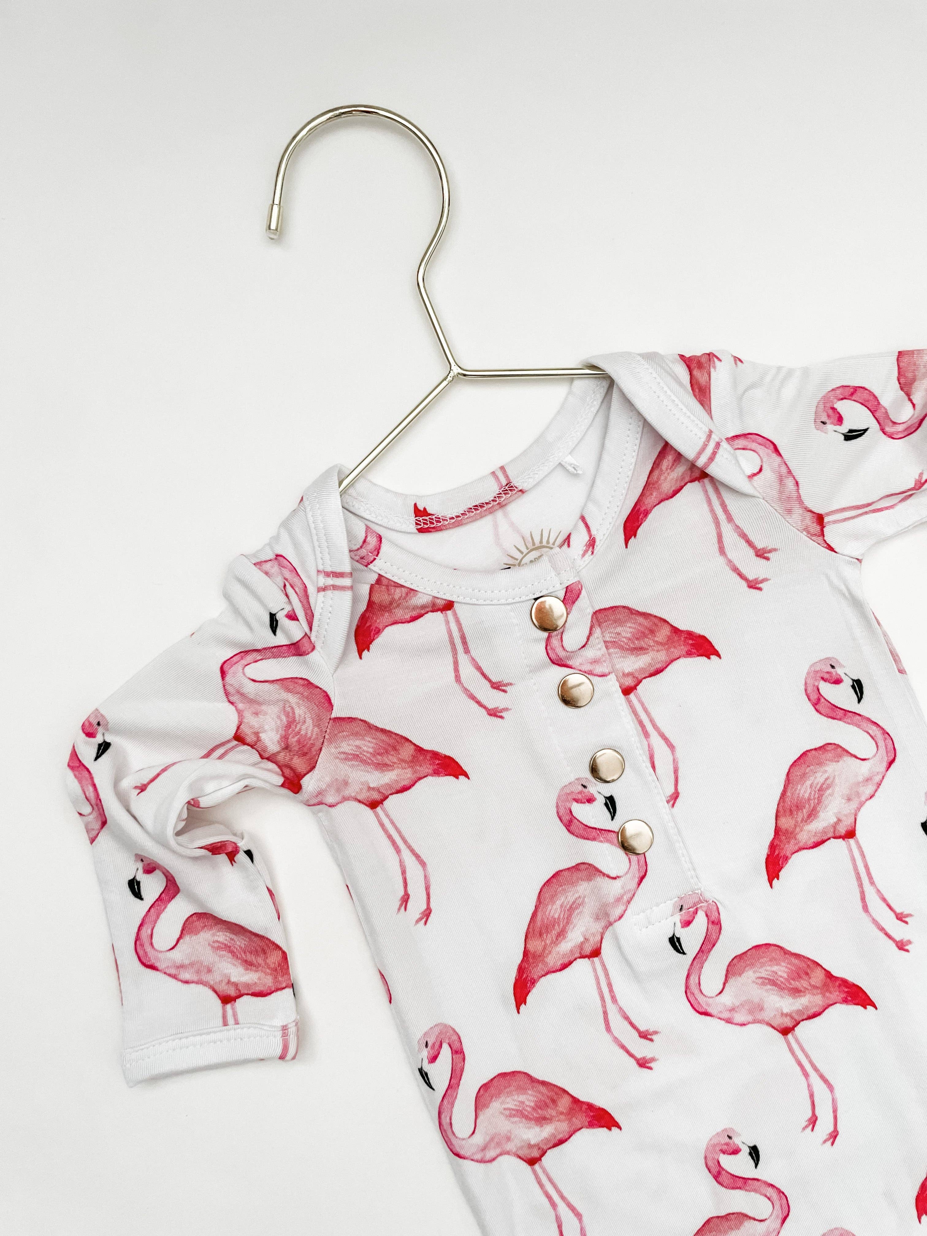 Flamingo Newborn Bamboo Knotted Gown