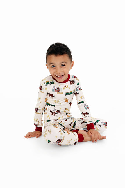 On the Farm Bamboo Long Sleeve Kids Pajama Pants Set