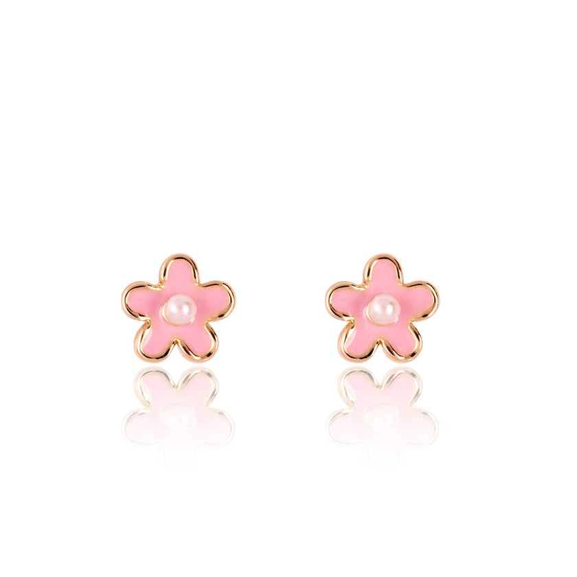 Pink Fancy Flower Cutie Children's Stud Earrings