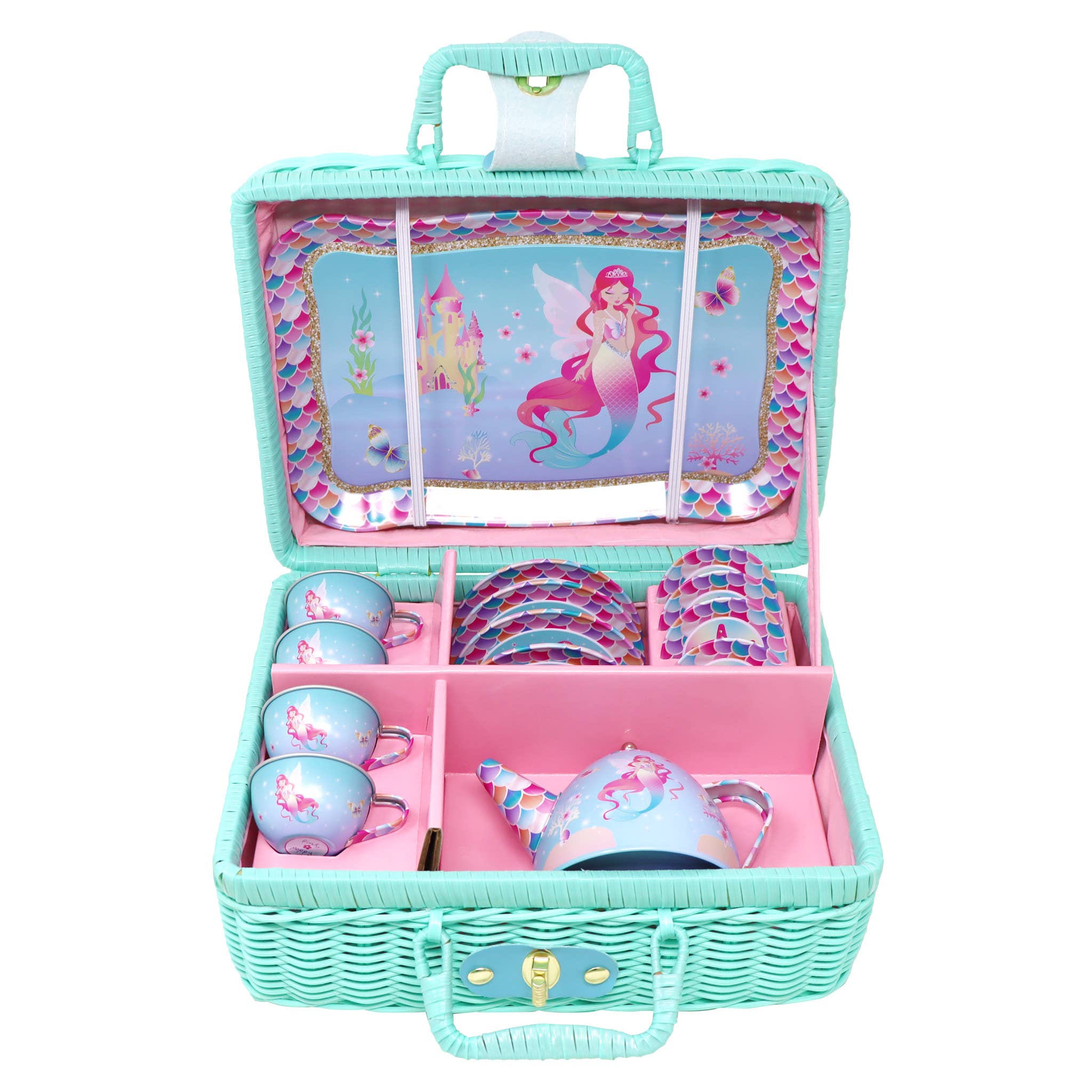 Shimmering Mermaid Tea Set in Basket