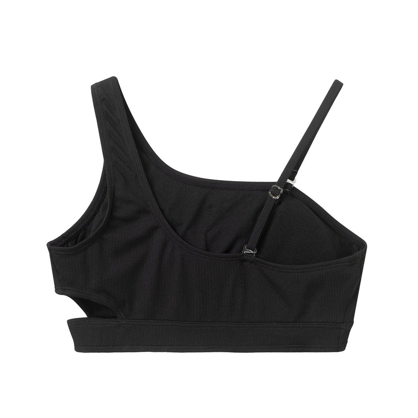 Tween Girls Rib Asymmetrical Bikini | Black