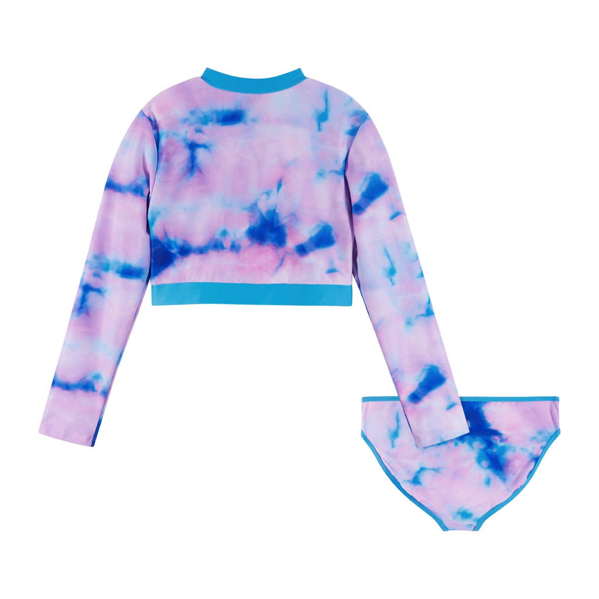 Long Sleeve Rashguard Set - Aqua Floral