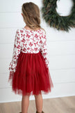 Girls Ella Berry Red Bow Holiday Christmas Twirl Dress