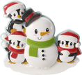 Penguin Family Building a Snowman Personalized Ornament