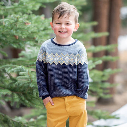 Antique Blue Knit Crew Neck Sweater