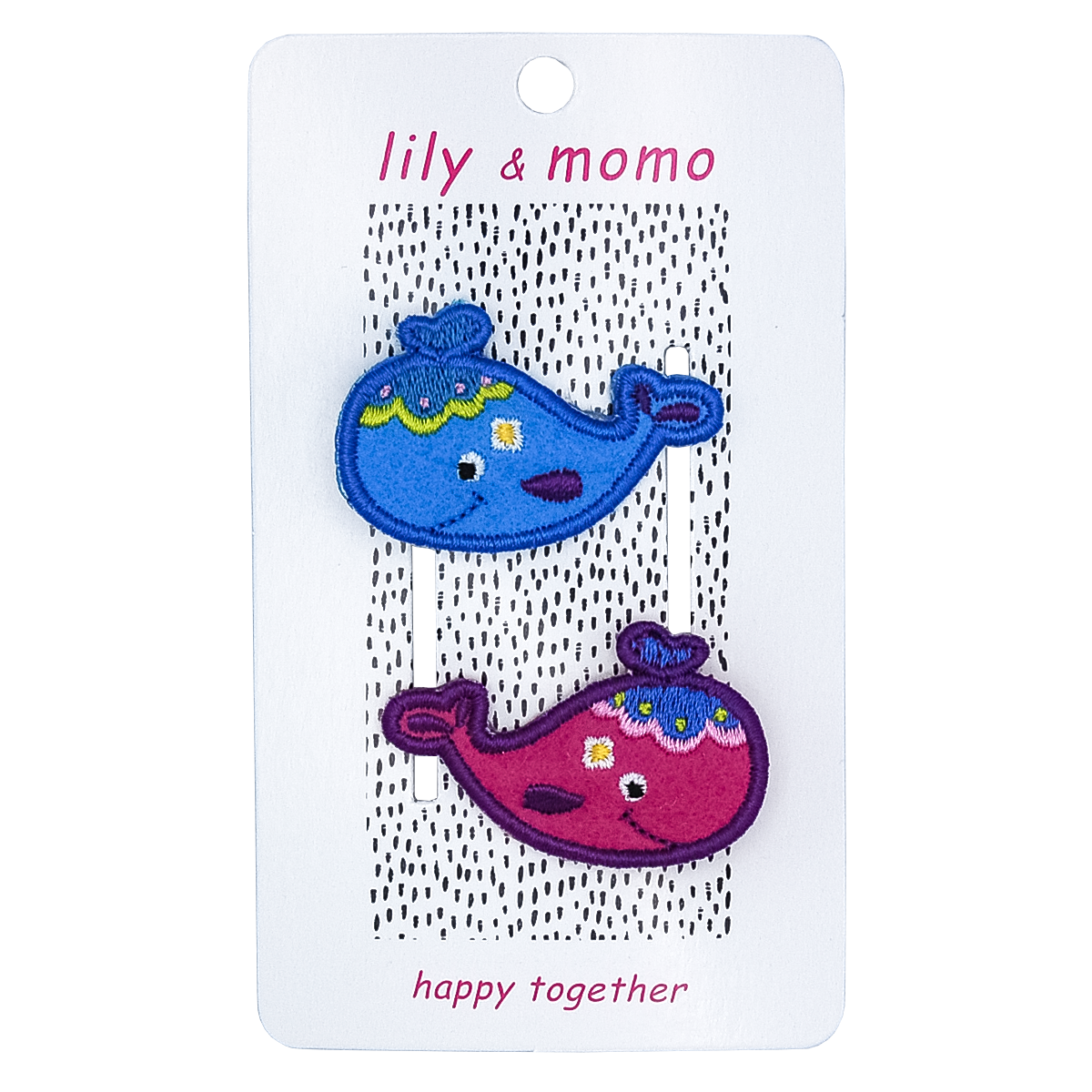 Wonderful Whales Kids  Hair Clips- Ocean Blue and Pink
