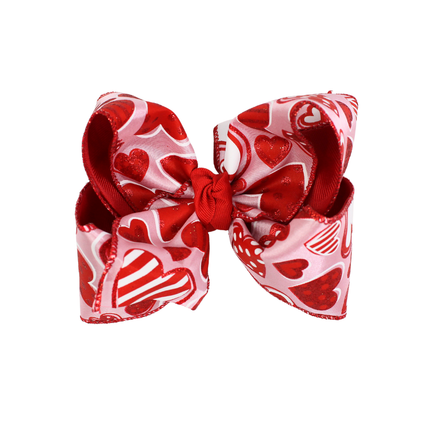 Layered Heart Print Bow on Alligator Clip