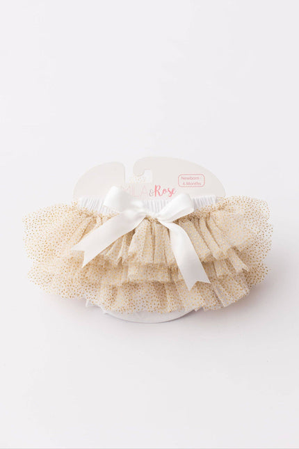 White & Gold Glitter Ruffle Tutu Bloomer