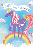 Unicorn Flocked Birthday Card