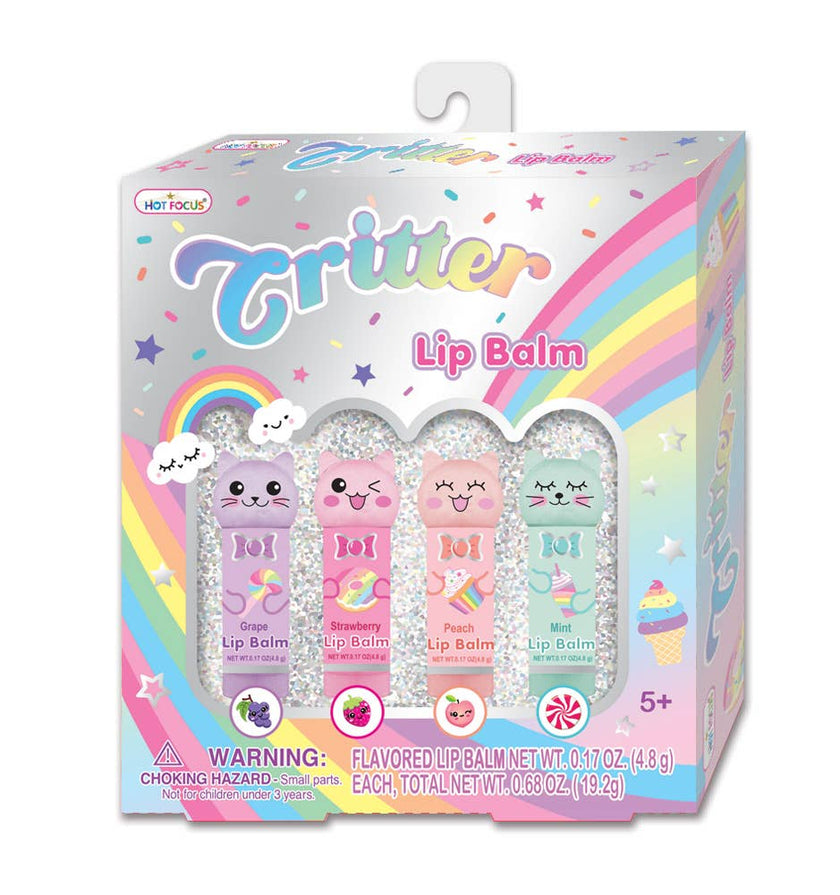 Fun lip balm kit to have! Contain: 4 Flavored Lip Balms