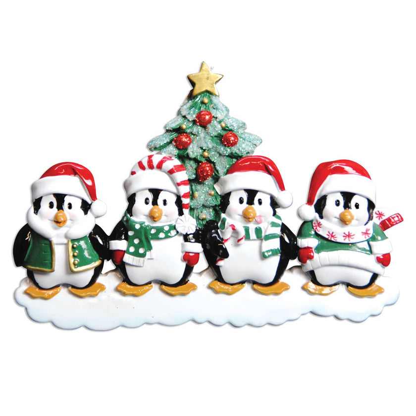 Winter Penguin Family Personalized Christmas Ornament
