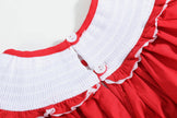 Red Santa Smocked Ruffle Bishop Dress
