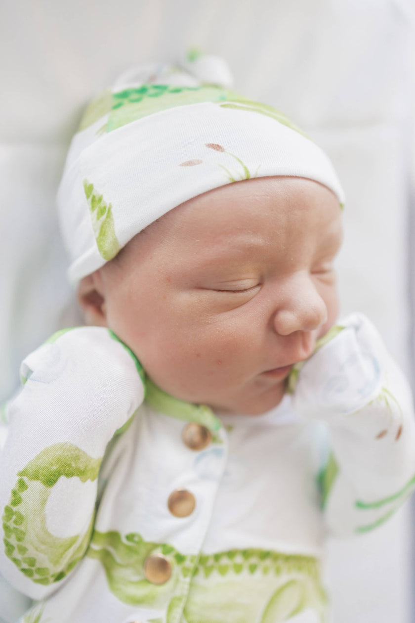 Alligator Newborn Bamboo Knotted Gown