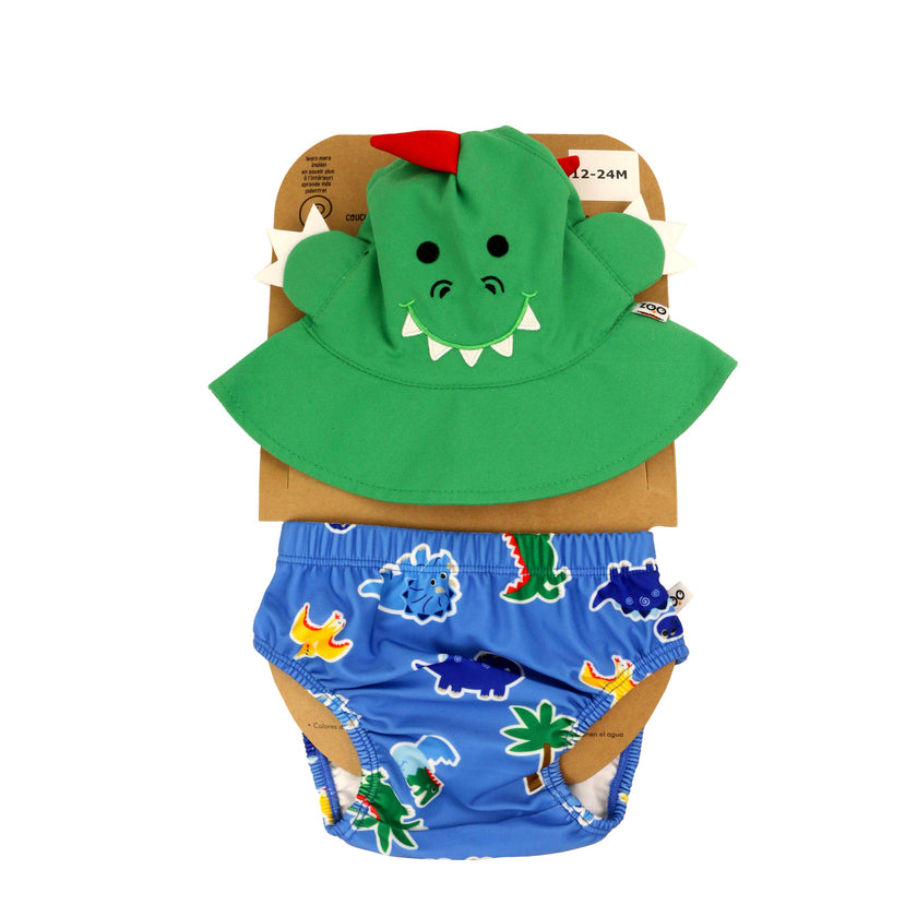 Baby Swim Diaper & Sun Hat Set - Devin Dino & Friends