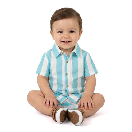 Infant Boys Airy Oxford Set | Green Stripe