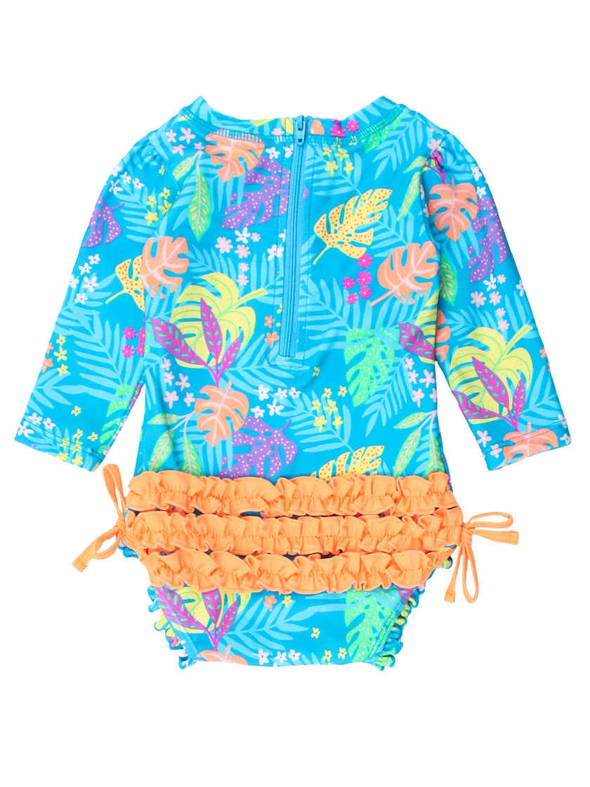 Neon Tiki Vibes Long Sleeve One Piece Rash Guard