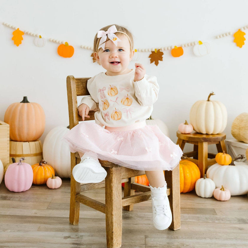 Pumpkin Embroidered Bow Baby Headband - Hair Accessories