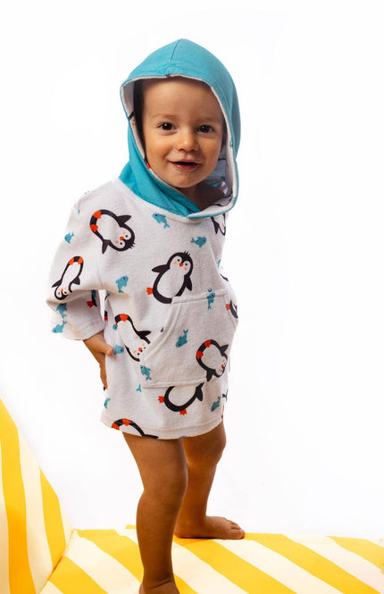 UPF50+ Baby Terry Swim Coverup - Parker Penguin
