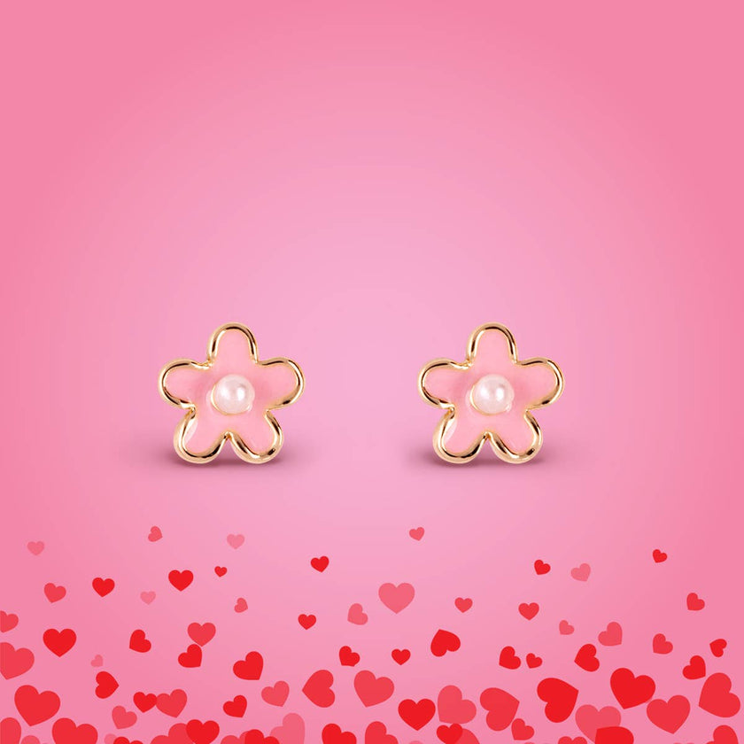 Pink Fancy Flower Cutie Children's Stud Earrings
