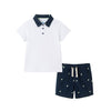 Kids Polo & Seersucker Short Set | Navy & White Limes