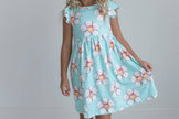 Girls Claire Mint Floral Spring Summer Twirl Dress