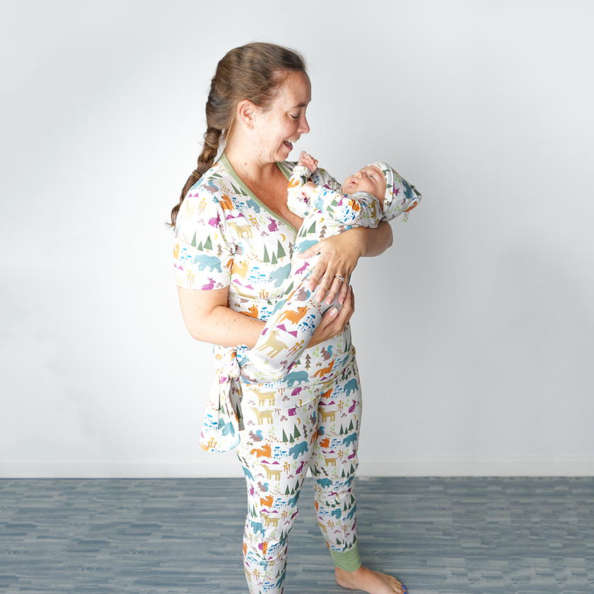Forest Friends Bamboo Knotted Gown Newborn Baby Gift Set