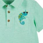 Boys Toddler Aqua Chameleon Playful Pocket Polo Shirt