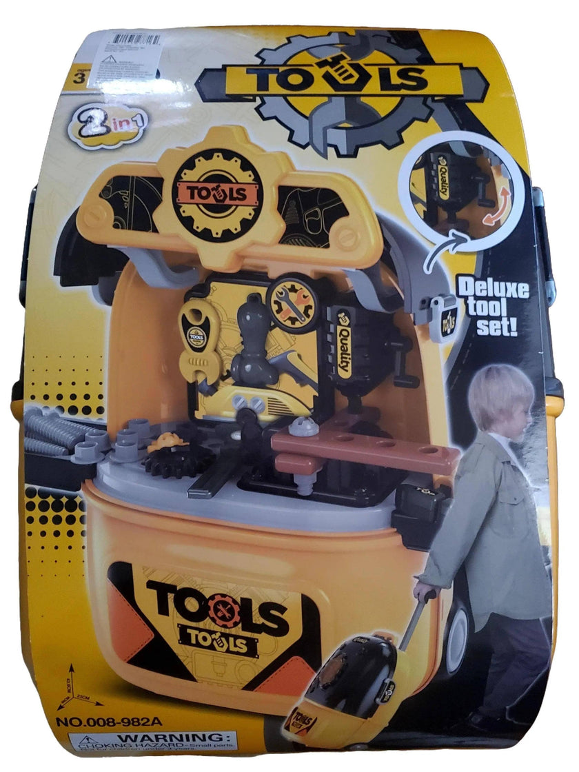 2 in 1 Deluxe Tool Kids Luggage Playset - Yellow