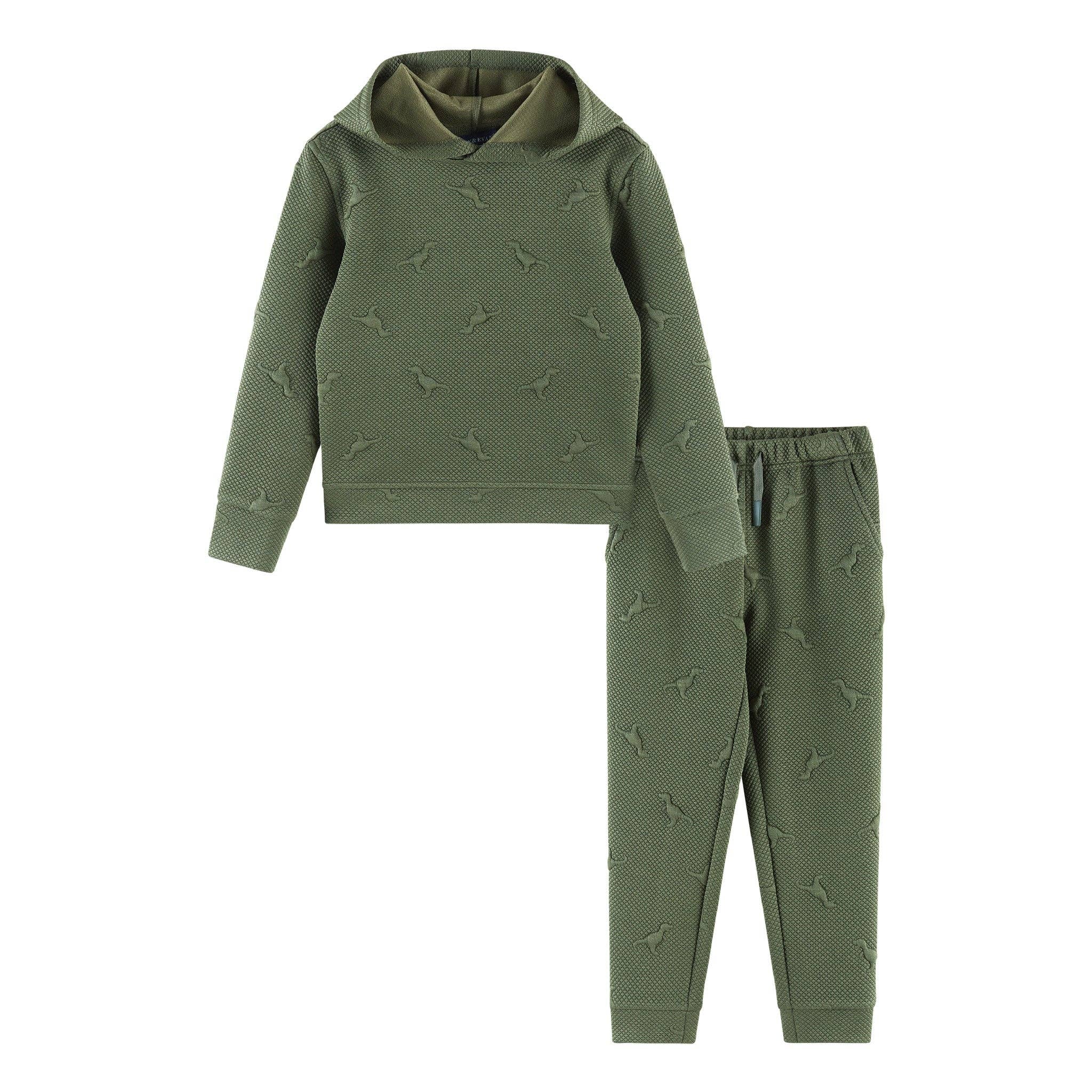 Kids Embossed Lounge Set | Green Dino