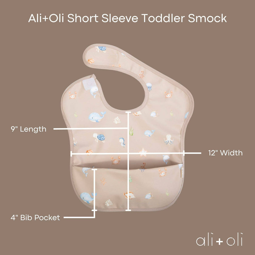 Smock Bib for Baby & Toddler (1-pc) Short Sleeve (Undersea)