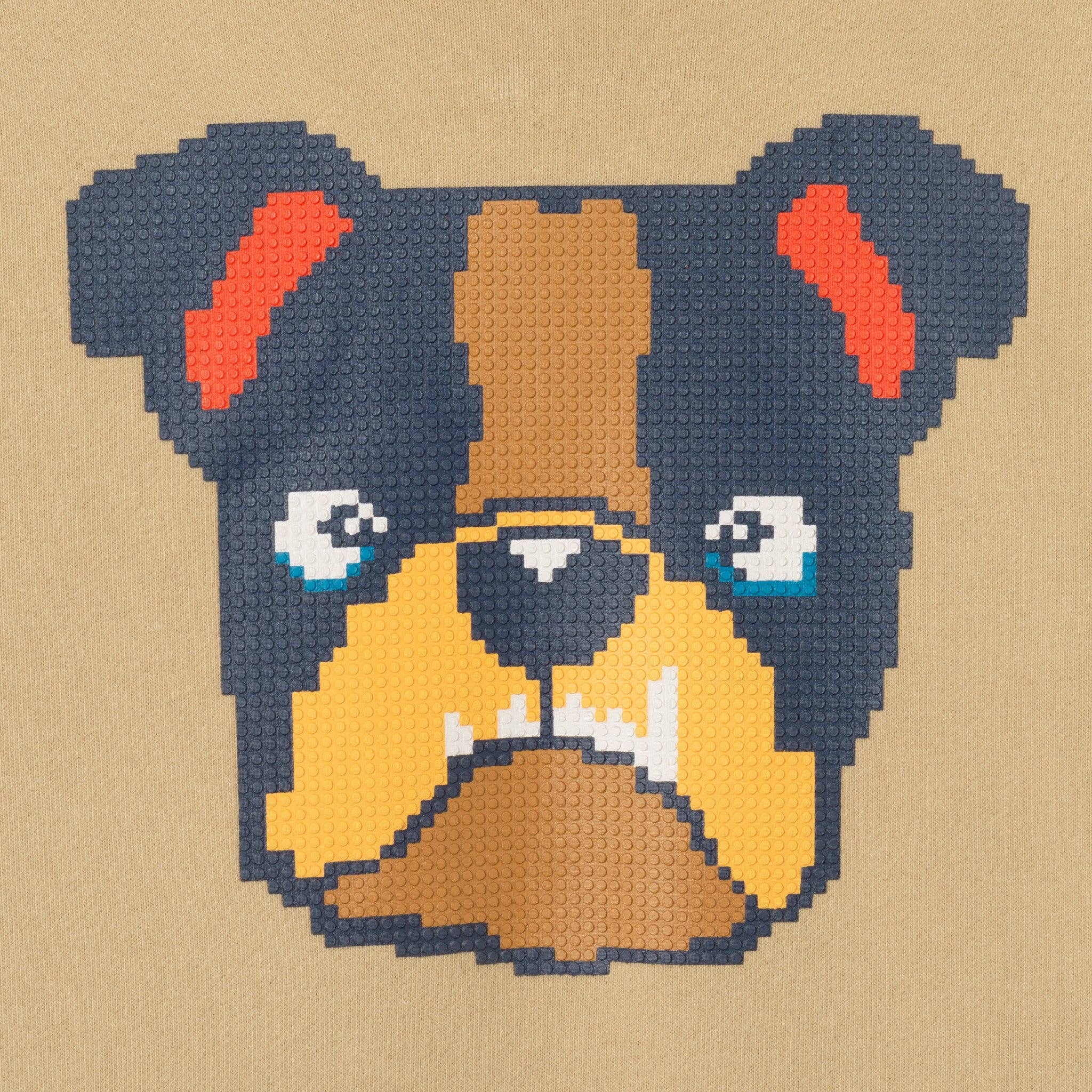 Kids Hooded Patch Sweatshirt & Pant Set | Beige Bulldog