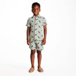 Boys Short Sleeve Cabana Set | Green Stripe Dino