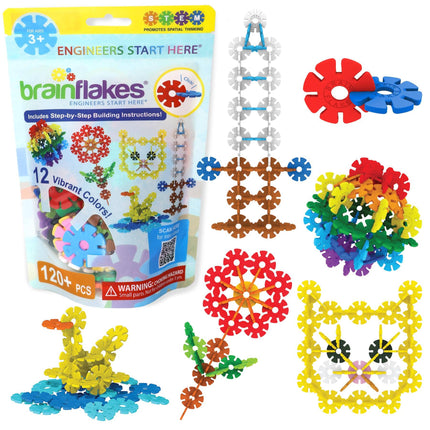 Brain Flakes Starter Toy Set Multicolor - 120 Pieces - Resealable Pouch