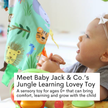 Jungle Zoo Crinkle Tag Square 8x8 Tummy Time Toy 8