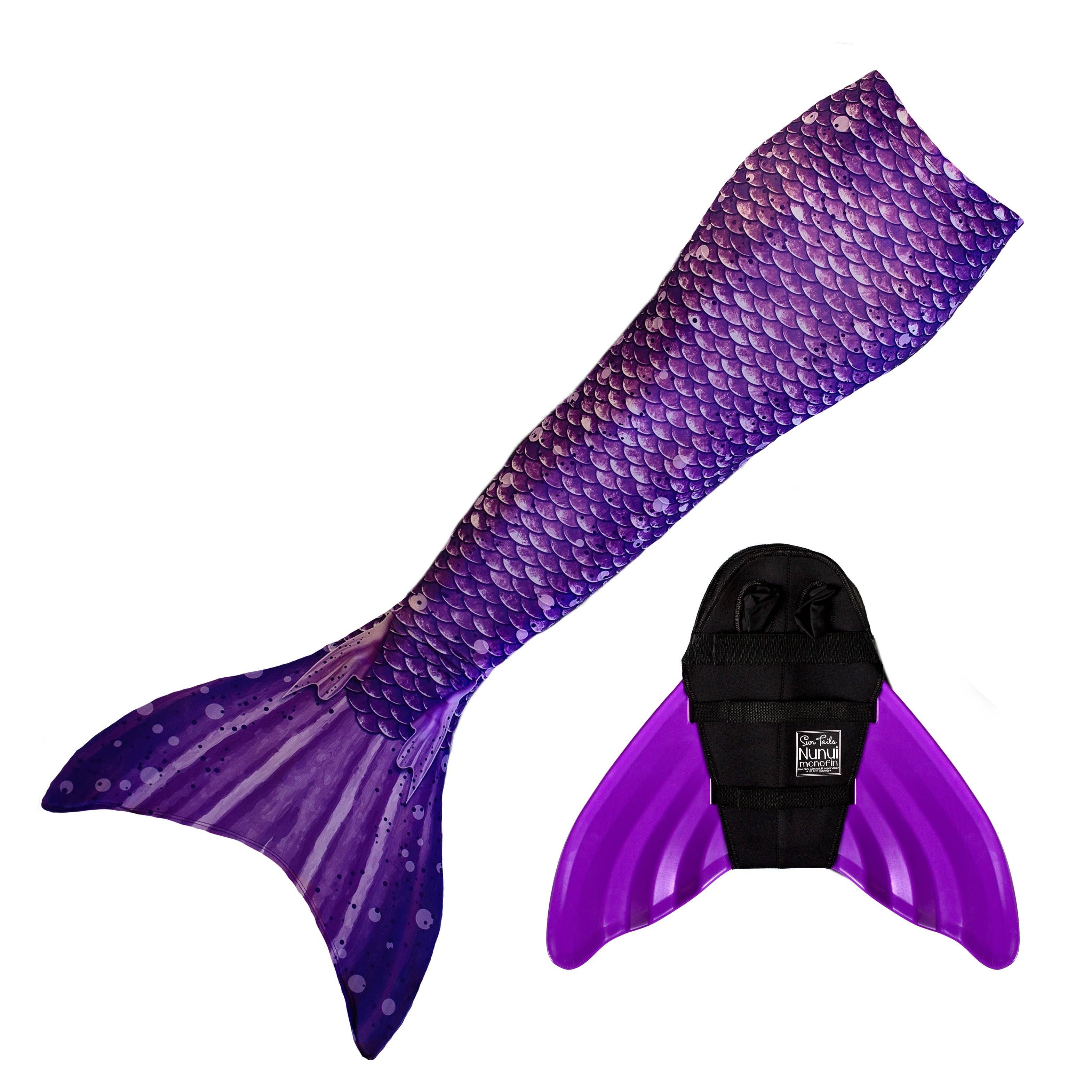 Paradise Purple Mermaid Tail + Monofin Set for kids, girls, teens, and women (pool toy)