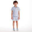 Textured Polo and Shorts Set | Light Blue Shark