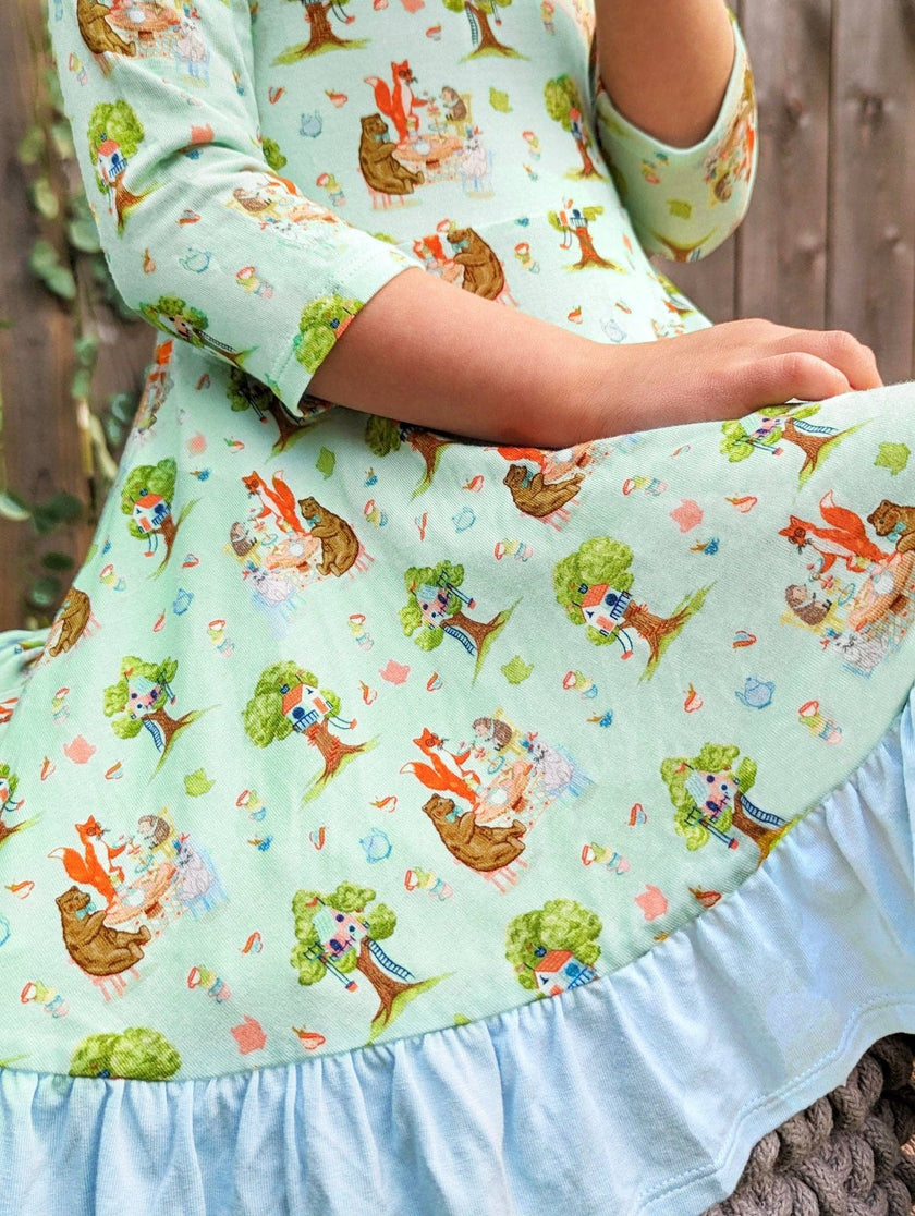 Tree House Tea Party Ruffle Hi-Lo Bamboo Twirling Dress