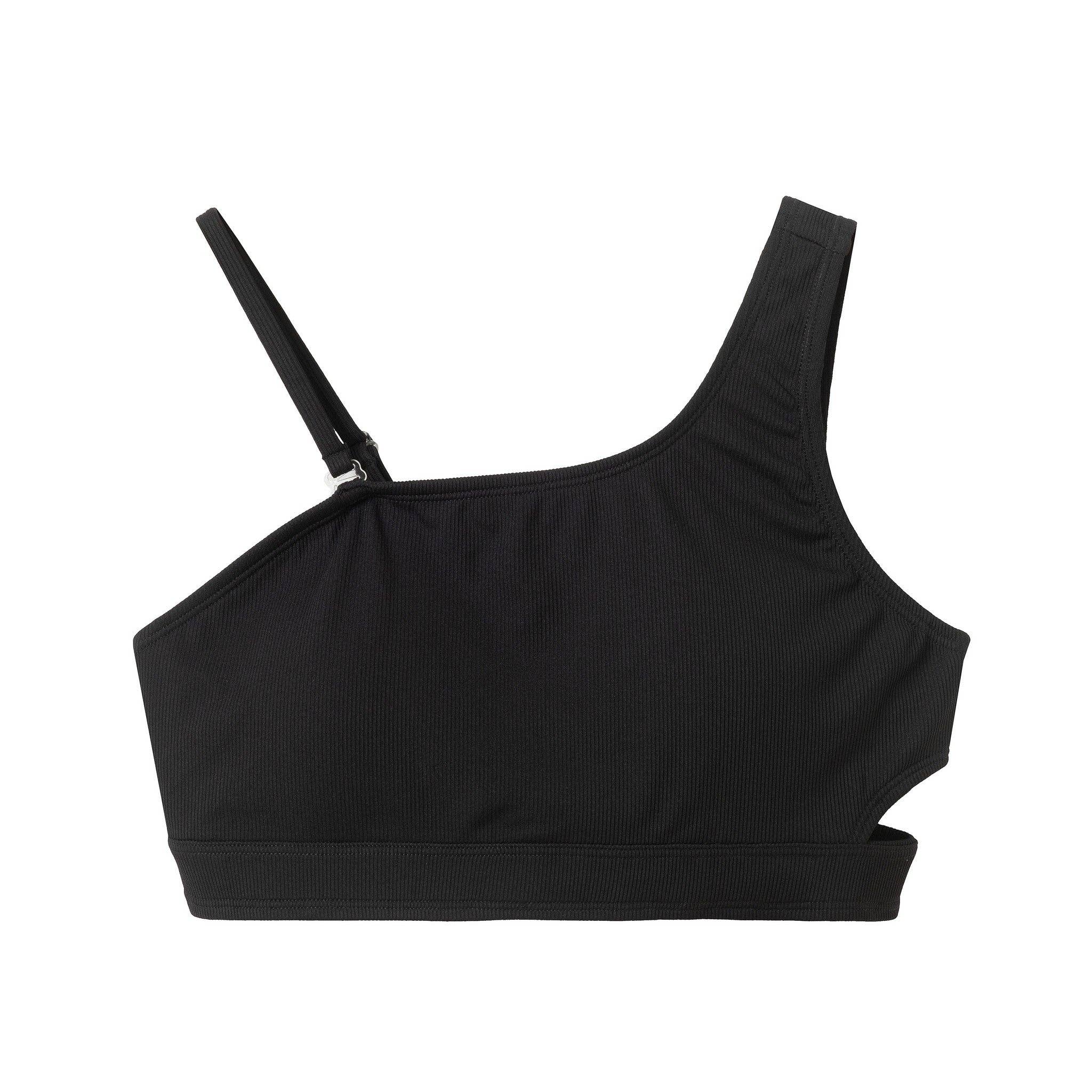 Tween Girls Rib Asymmetrical Bikini | Black