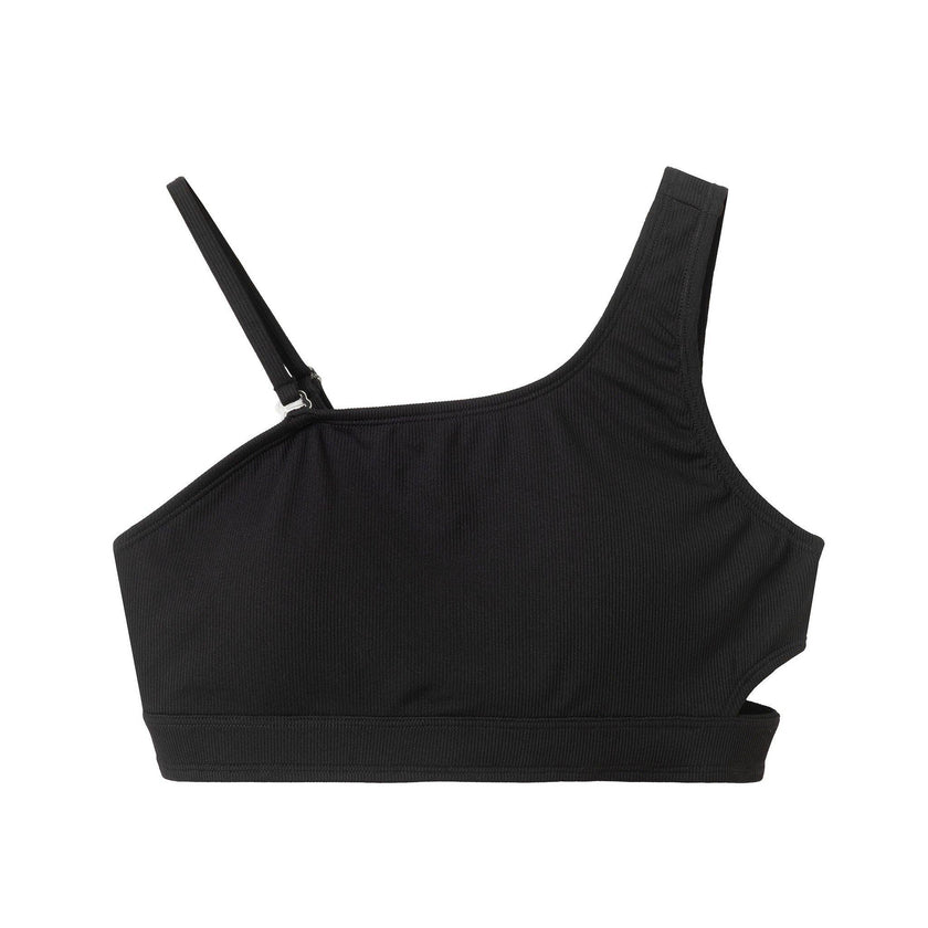 Tween Girls Rib Asymmetrical Bikini | Black