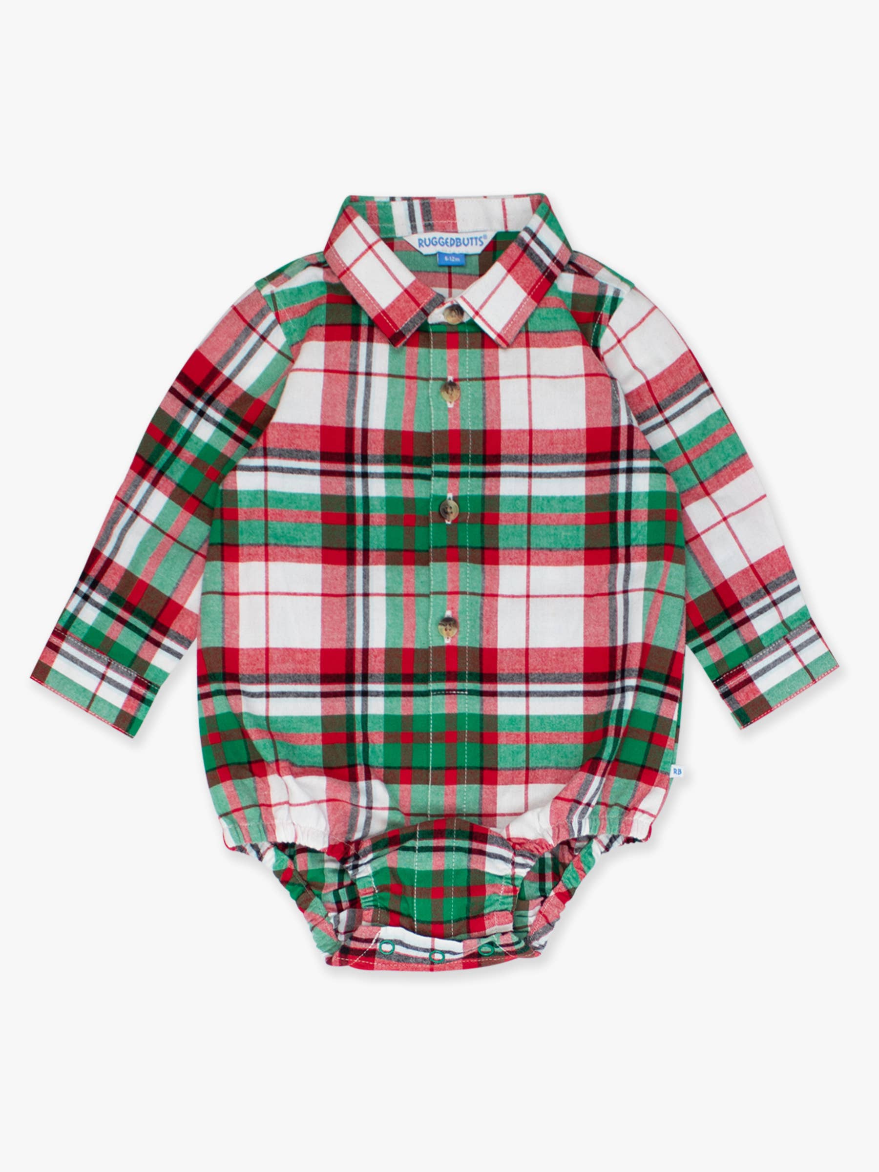 Baby Boys Dashing Dreams Plaid Long Sleeve Button Down Bodysuit