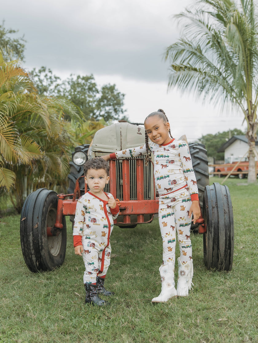 On the Farm Bamboo Long Sleeve Kids Pajama Pants Set