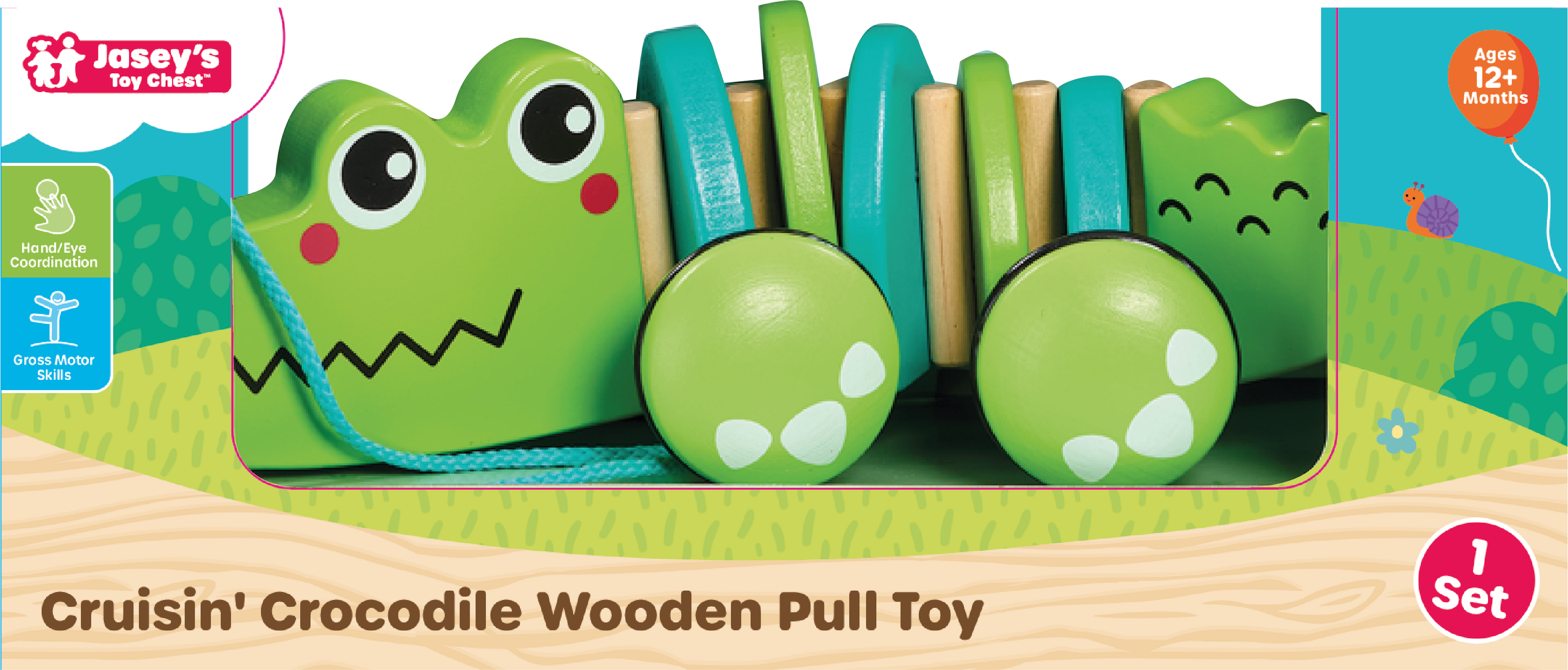 Cruisin' Crocodile Wooden Pull Toy