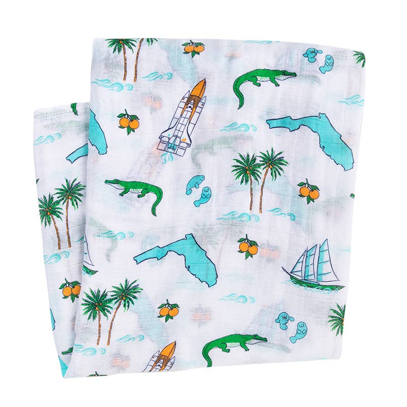 Blue Florida Swaddle Blanket