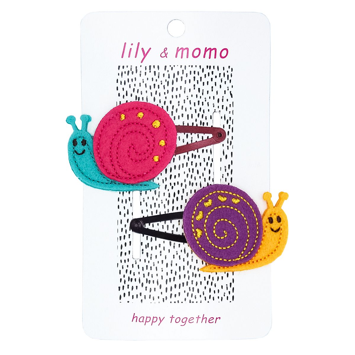 Silly Snail Kids Hair Clips- Pink and Purple