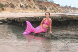 Bahama Pink Mermaid Tail + Monofin Set clothing for kids, girls, teens, and women (pool toy)