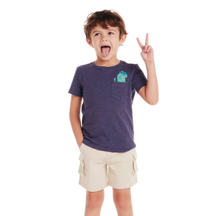 Slubbed Pocket Tee | Navy Dino